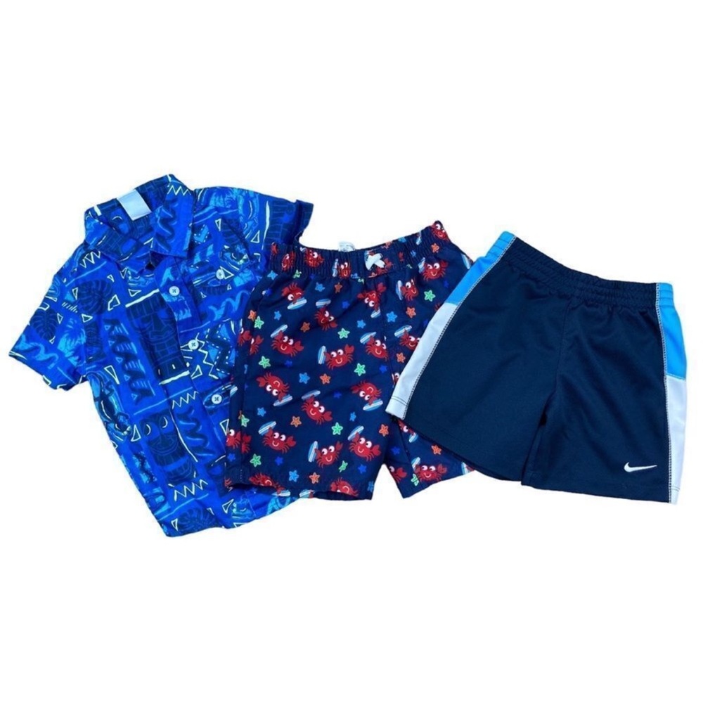 Boys 24 months swim trunks, summer shirt and nike shorts